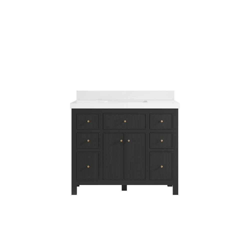 "Sonoma 42 in. W x 22 in. D x 36 in. H Single Sink Bath Vanity in Black Top with 2"" White Quartz Top" price history on PriceWatchPro