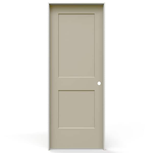 JELD-WEN 24 in. x 80 in. Monroe 2 Panel Left-Handed Hollow Core Desert Sand Molded Composite Single Prehung Interior Door