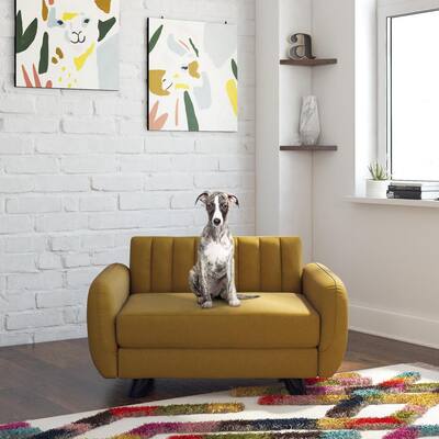 Brittany Small/Medium Mustard Yellow Linen Pet Bed