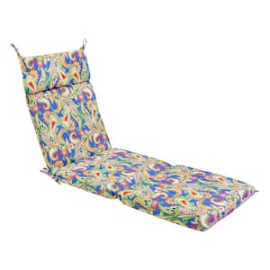 21.75 in. x 29 in. Outdoor Chaise Lounge Cushion in Coralia Paisley Sail Blue