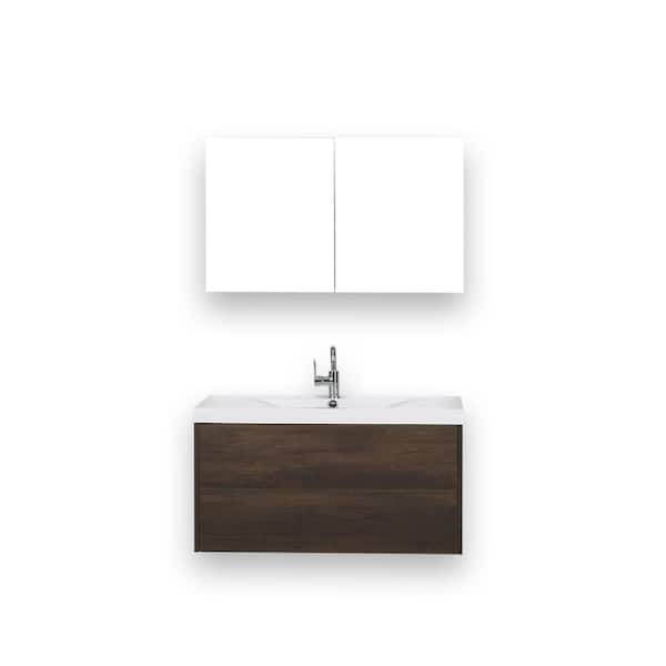 Streamline 39.4 in. W x 19.4 in. H Bath Vanity in Brown with Resin