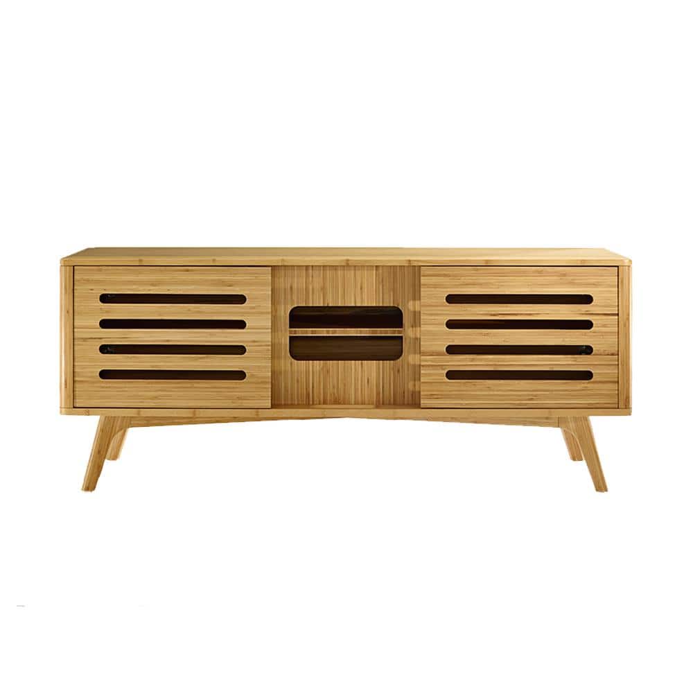 Caramelized Bamboo 57" Media Cabinet with Storage