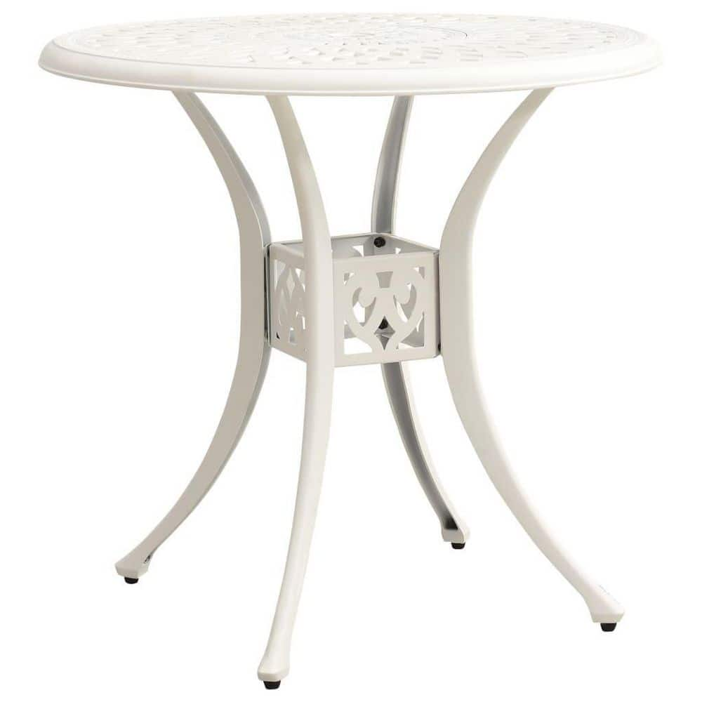 Cisvio Garden Table White 30.7 in. x 30.7 in. x 28.3 in. Cast Aluminum ...