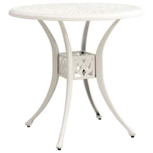 Garden Table White 30.7 in. x 30.7 in. x 28.3 in. Cast Aluminum Outdoor Dining Table