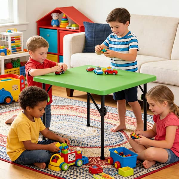 HDX 2 ft. Green & Black Indoor/Outdoor Small Square Folding Kids