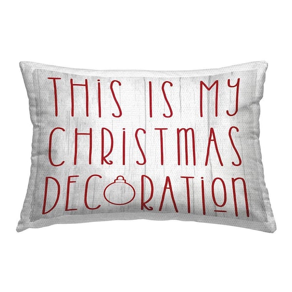 Funny Rustic Christmas Phrase Off-White Rectangular Outdoor Throw Pillow