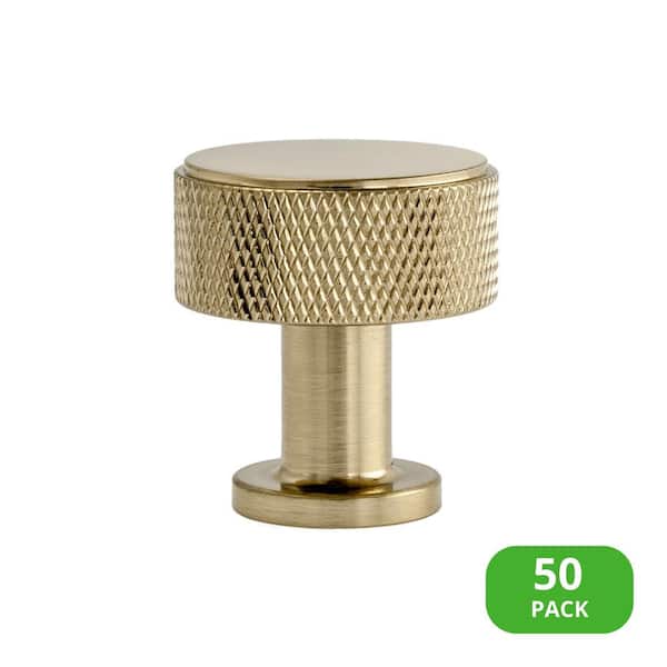 50-Pack Kent Knurled 1-1/8 in. (29 mm) Industrial Satin Brass Round Cabinet Knob