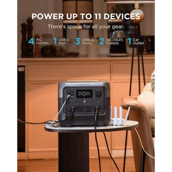 800W Output/1600W Peak Push-Button Start Battery Generator RIVER 2 Pro, LFP Battery, Fast Charging for Outdoor, Camping