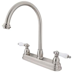 Restoration 2-Handle Deck Mount Centerset Kitchen Faucets in Brushed Nickel