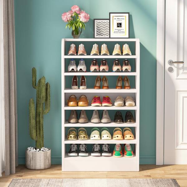 thumbnail image 2 of 7-Tier Metal Shoe Rack Organizer - Holds 24-30 Pairs, Boot Storage With Hooks For Entryway & Closet 2 of 10