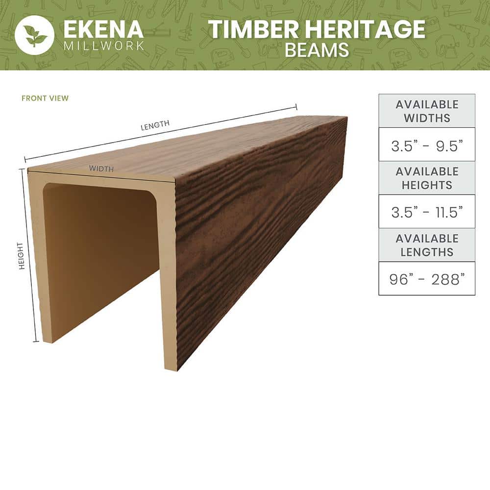 Primed Tan 120" Rustic Faux Wood Ceiling Beam
