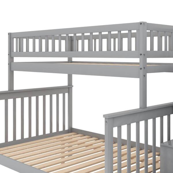 Gray Twin Over Full Stairway Bunk Bed, Portable Pet Bunk Beds