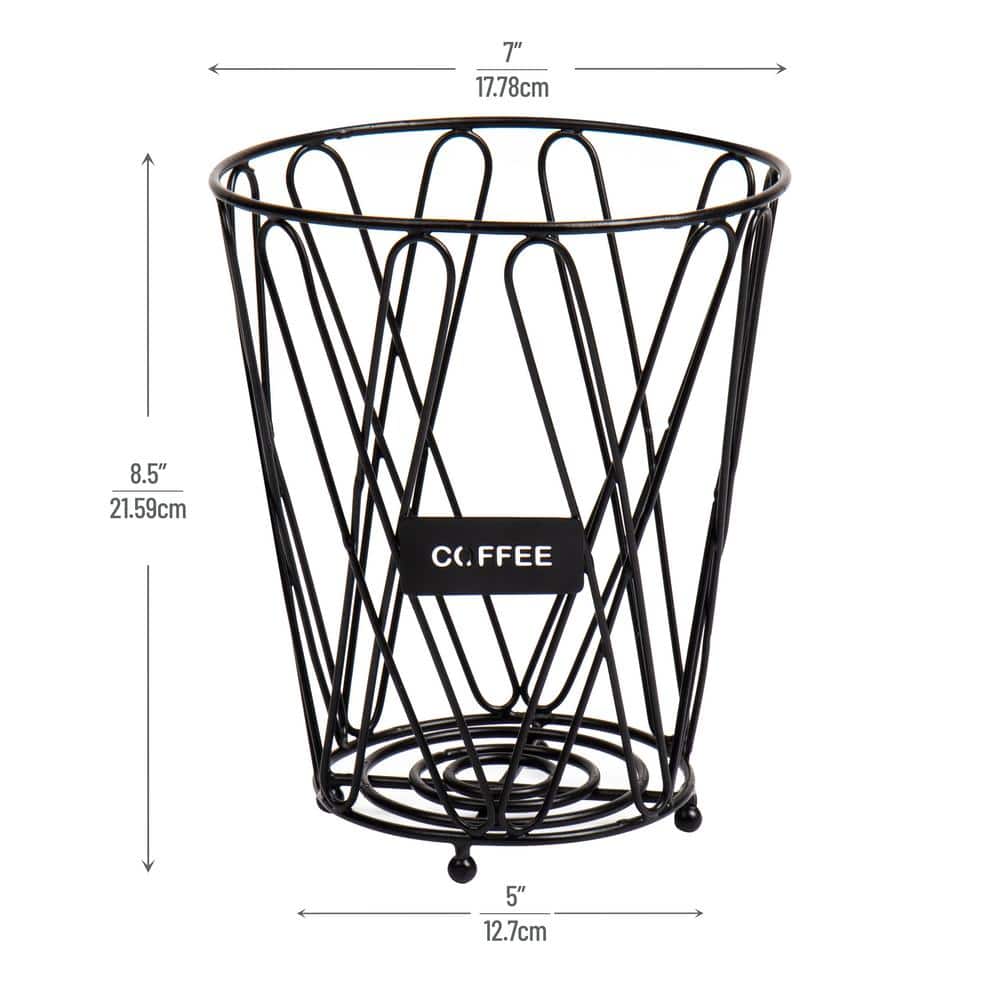 Matte Black Steel Coffee Pod Storage Basket