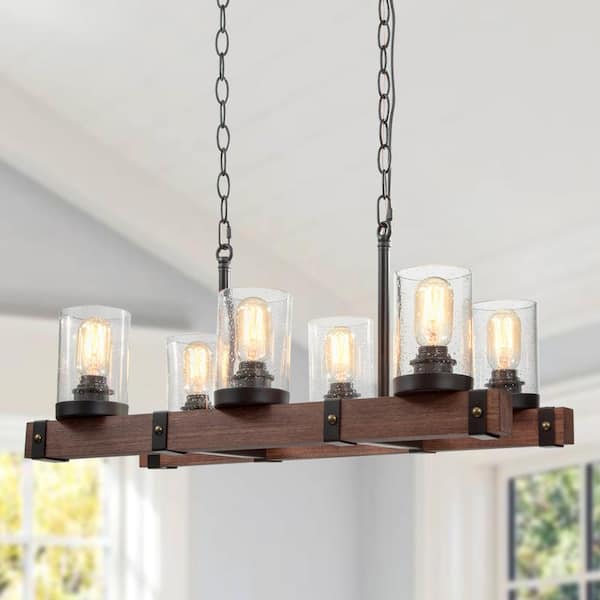 linear wood chandelier