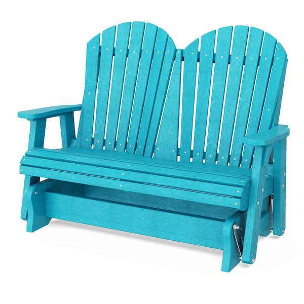 Wildridge Heritage 2-Person Aruba Blue Plastic Outdoor Double Glider