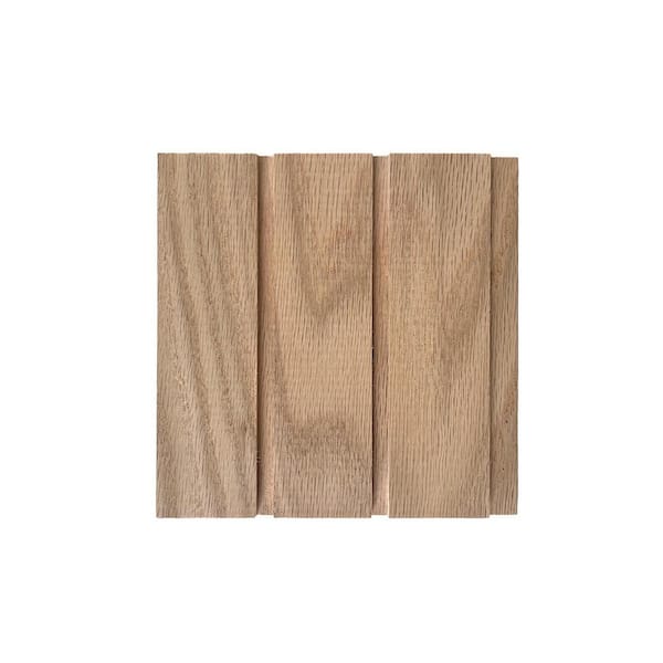 Timeline Sample - Fluted Solid Oak 3/8 in. x 5.5 in. x 5.5 in. Unfinished Thin Square Real Wood Slat Wall Panels (1-Piece)