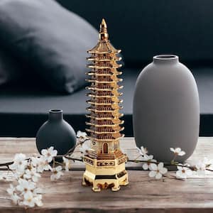 Golden Wen Chang Round Asian Pagoda Tower Statue