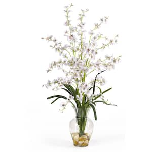 31 in. Artificial Dancing Lady Liquid Illusion Silk Flower Arrangement in White