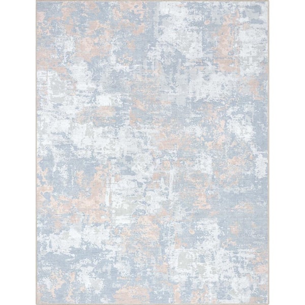 Blue Coral 5 ft. 3 in. x 7 ft. 3 in. Abstract Marrakech Mid-Century Modern Brushstroke Flat-Weave Area Rug
