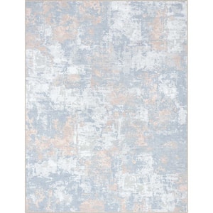 Blue Coral 9 ft. 10 in. x 13 ft. Abstract Marrakech Mid-Century Modern Brushstroke Flat-Weave Area Rug