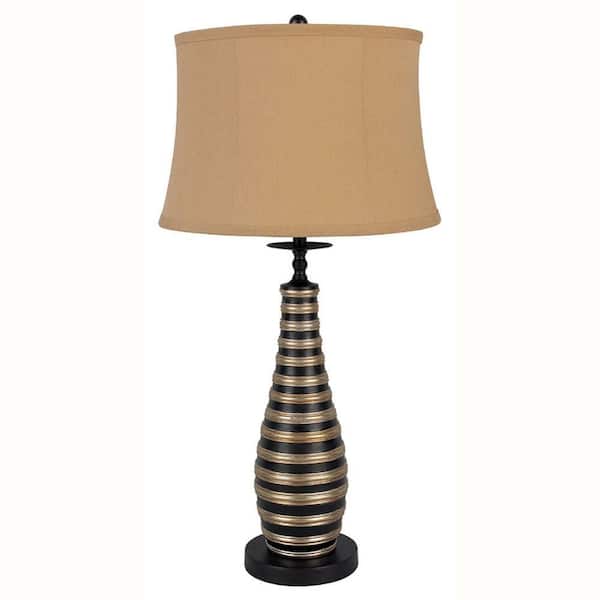 ORE International 29.5 in. Curved Vase Black and Gold Table Lamp
