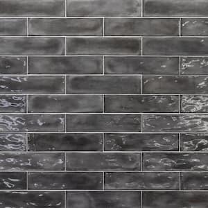 Rustico Black 3 in. x 12 in. Glossy Ceramic Rectangle Wall Tile (10.763 sq. ft. /Case)