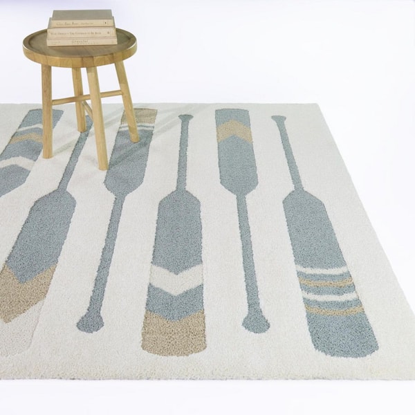 Riviera Blue 5 ft. 3 in. x 7 ft. Kids Coastal Paddle Area Rug