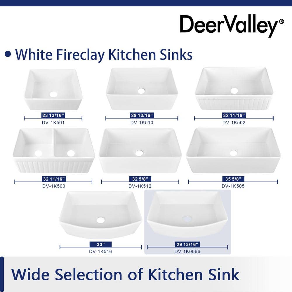White Fireclay Single Basin Farmhouse Kitchen Sink