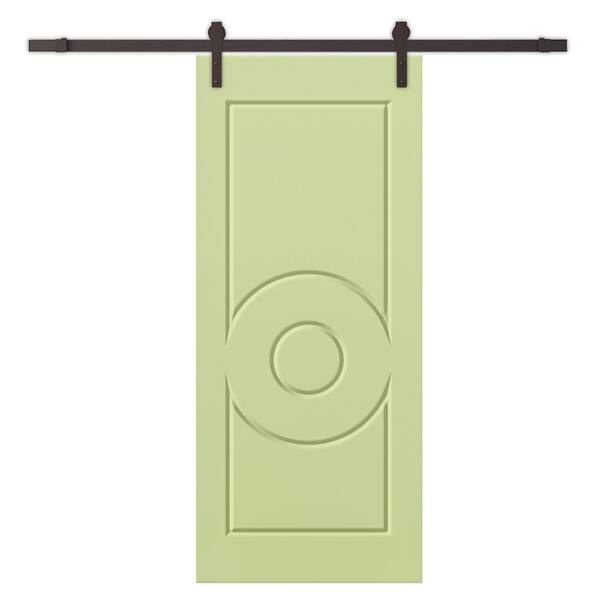 CALHOME 36 in. x 80 in. Sage Green Painted Composite MDF Paneled Interior Sliding Barn Door with Hardware Kit