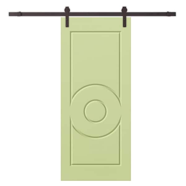 CALHOME 30 in. x 96 in. Sage Green Painted Composite MDF Paneled Interior Sliding Barn Door with Hardware Kit