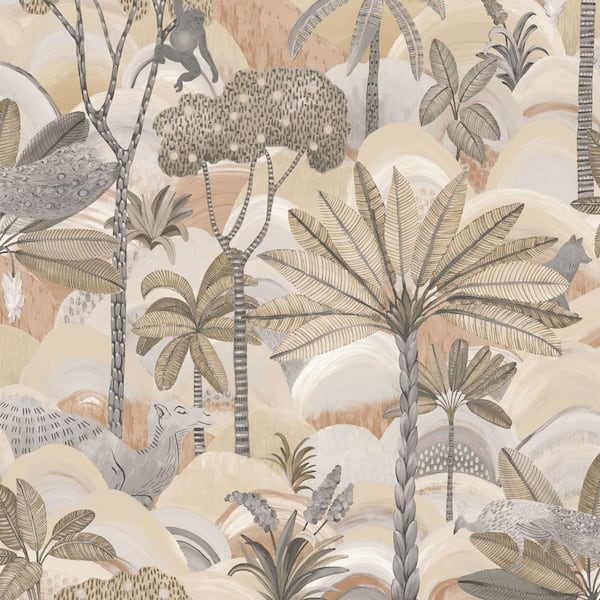 Tempaper Desert Palm Beige Removable Peel and Stick Vinyl Wallpaper Sample