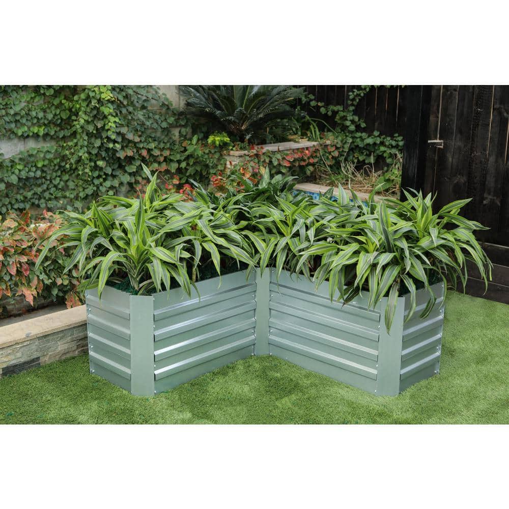 L-Shaped Galvanized Steel Raised Garden Bed - 47.8" x 20.5"