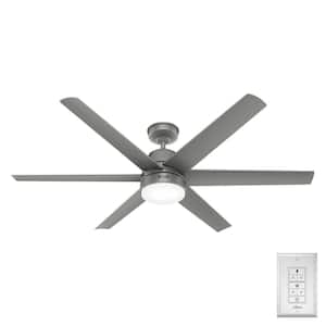 Skysail 60 in. Outdoor Matte Silver Ceiling Fan with Light Kit and Wall Control Included