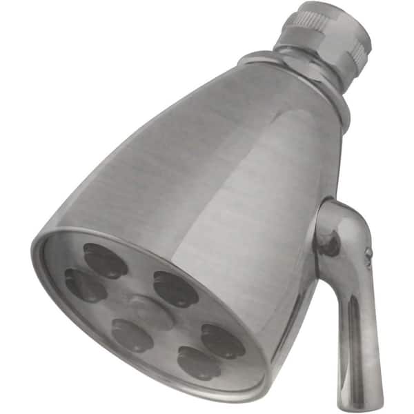 Westbrass 2-Spray Patterns with Flow Rate 3 GPM 2.3 in. Wall Mount Adjustable Fixed Shower Head in Satin Nickel