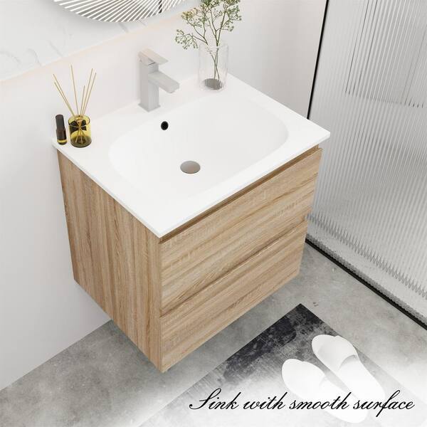35"/40" Modern Floating Bathroom Vanity Set With Single Sink  White and