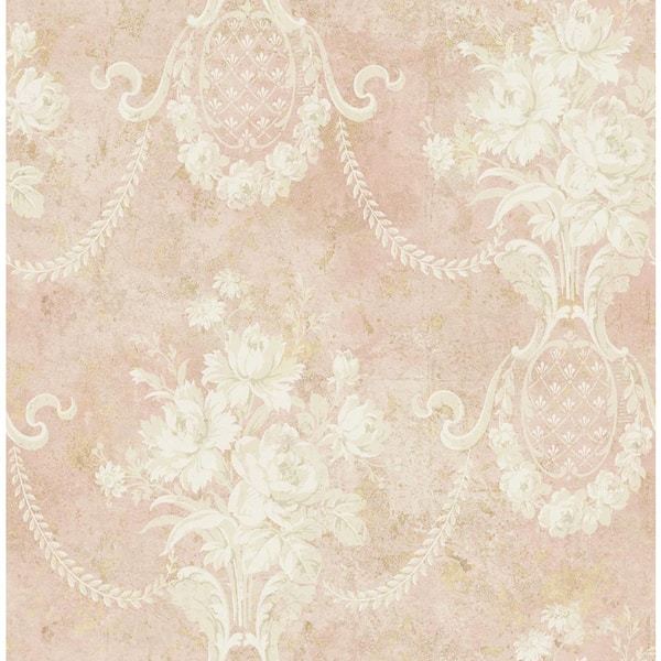 CASA MIA Cameo Spatula Beige and Rose Paper Non Pasted Strippable Wallpaper Roll (Cover 56.05 sq. ft.)