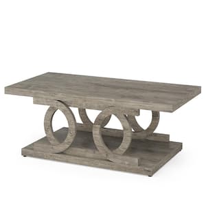 Kerlin 47 in. Gray Rectangle Wood Coffee Table, Farmhouse Cocktail Table Center Tea Table Accent Table for Living Room