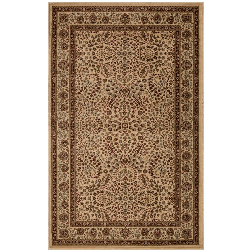 Taupe Floral Scroll Synthetic 8'x10' Area Rug
