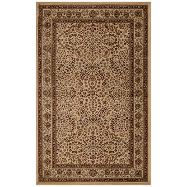 Superior Astral Taupe 8 ft. x 10 ft. Floral Scroll Area Rug