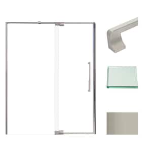 Irene 60 in. W x 76 in. H Pivot Semi-Frameless Shower Door in Brushed Stainless with Clear Glass