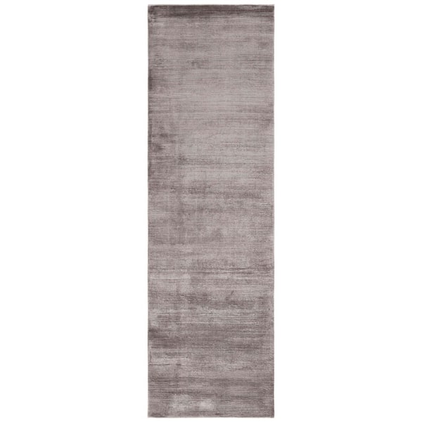 Mirage 3 ft. x 10 ft. Graphite Solid Color Striped Runner Rug