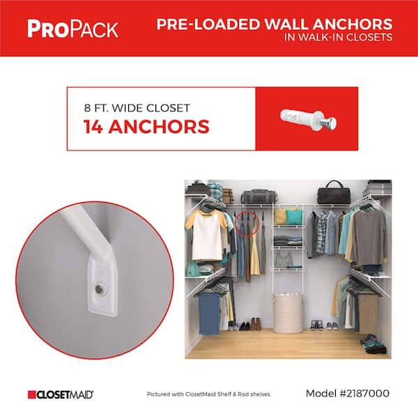 ClosetMaid 2.75 in. H Pre-Loaded Anchors for Wire Shelving (500-Pack) 21979  - The Home Depot