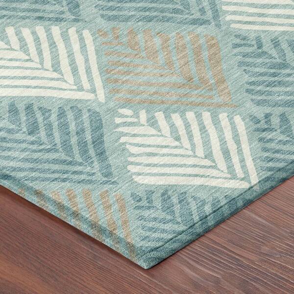 Chantille Machine Washable Indoor/Outdoor Abstract ACN2818 Teal 10 ft. x 14 ft. Area Rug