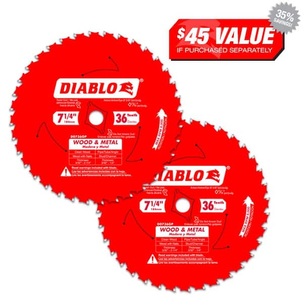 DIABLO 71/4 in. x 36Tooth Wood and Metal Circular Saw Blade Value