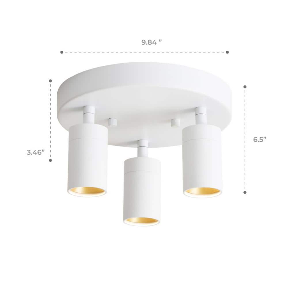 Shura White Aluminum 3-Head LED Flush Mount Light