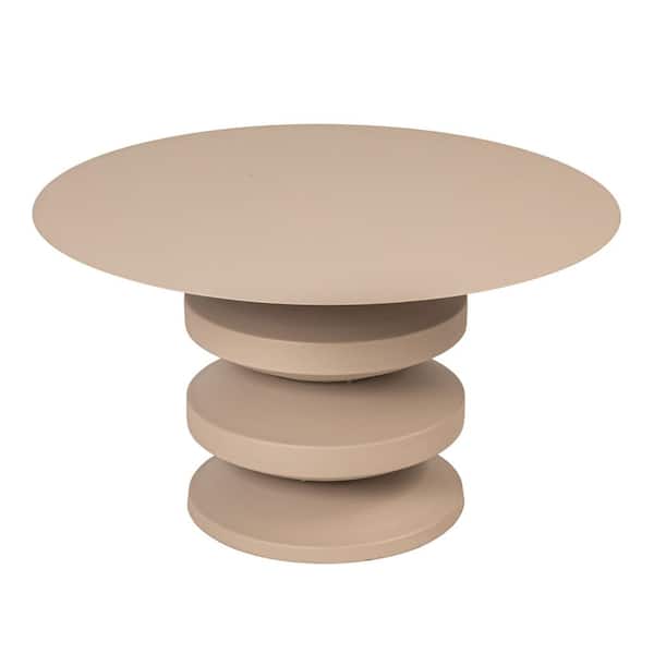 Greenpoint 30 in. Beige Round Metal Accordion Coffee Table