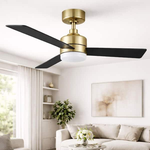 Madison II 52 in. Indoor/Covered Outdoor Brushed Gold Ceiling Fan with Adjustable White LED and Remote Included