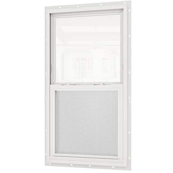 32 in. x 60 in. 62-Series Double Glazed Single Hung Vinyl Window with Tempered Glass, White