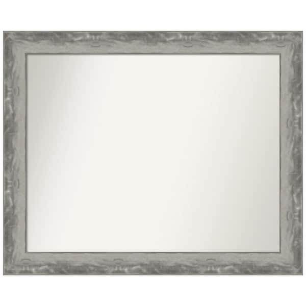 Amanti Art Waveline Silver Narrow 32.5 in. W x 26.5 in. H Non-Beveled Bathroom Wall Mirror in Silver