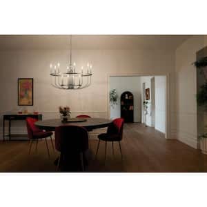 Capitol Hill 34.75 in. 12-Light Brushed Nickel Traditional Candle Circle Chandelier for Dining Room